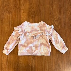 Grayson Collective Girls' Pink Tie-Dye Ruffle Sweatshirt, 2T